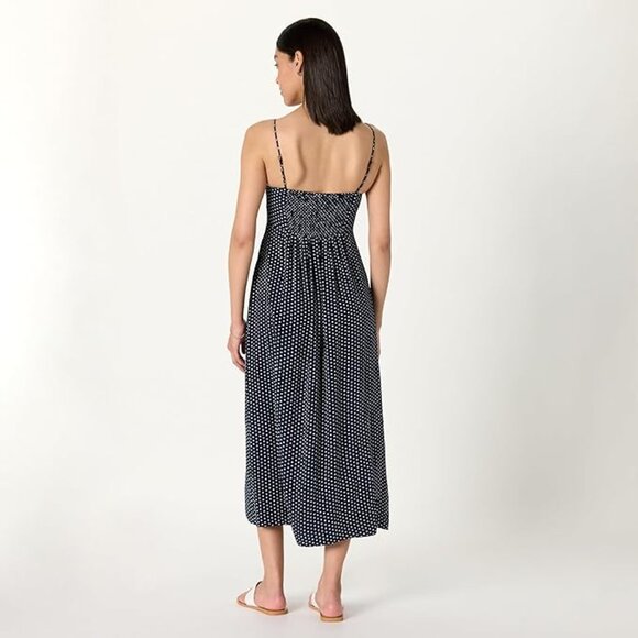 NWT The Drop Women’s Linea Spaghetti Strap Maxi Dress w/ Front Slit, Navy Polk - Picture 4 of 5